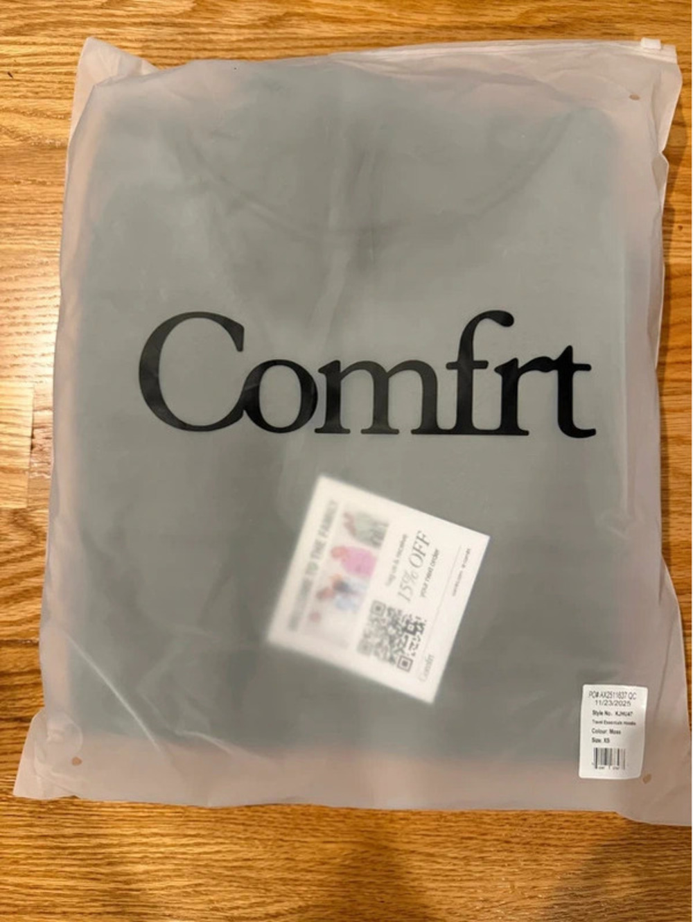 Comfrt Travel Essentials Hoodie - Moss XS NWT